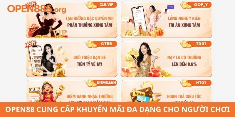 OPEN88 cung cấp khuyến mãi đa dạng cho người chơi